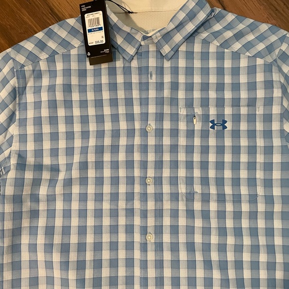 Men's Under Armour Dockside Button-Down Shirt blue plaid - Picture 4 of 6